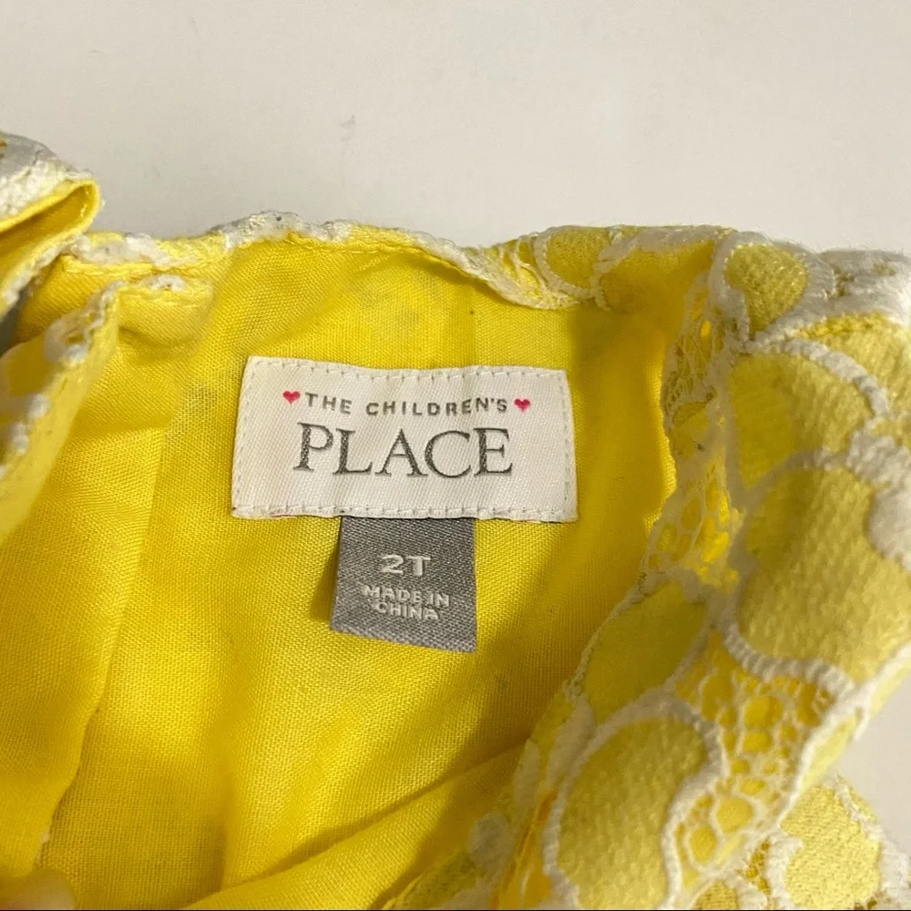 The Children's Place Yellow White Lace Girl's Dress